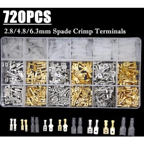 720Pcs Female Male Electrical Spade Wire Butt Connectors Lugs Battery Starter Cable Splice Crimp Terminals Kit Assortment