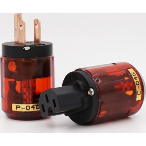 Audio Hifi P-046+ C-046 IEC Connector Pure Copper US Power Plug & for DIY Power Cable extension adapter