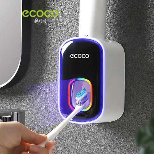 ECOCO Automatic Toothpaste Dispenser Dust-Proof Toothbrush Holder Wall Mounted Home Squeezer Bathroom Accessories