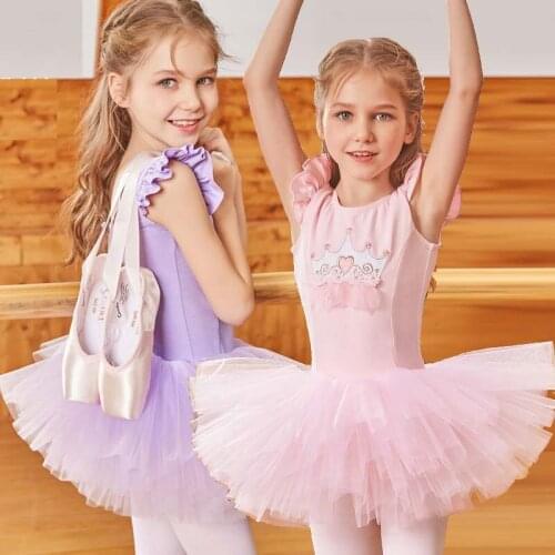 Girls Ballet Tutu Lace Ruffle Tank Leotard Skirt Vestidos 3-16Y Kids Ballet Tutu High Quality Children Dance Skirt
