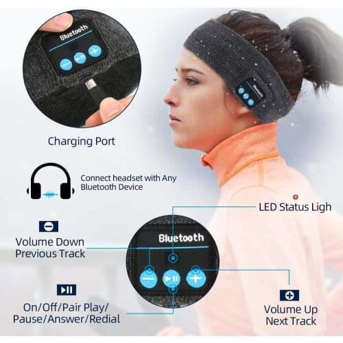 Bluetooth music sports headband Wireless workout yoga hair band for men Sleeping fashion running headband women sweatband 2020