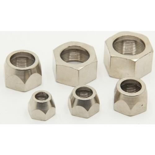 Quick turning ferrule nut copper flared brass forged nut 1 / 4 "3 / 8" 1 / 2 "3 / 4" horn tube fittingsOuter diameter pipe joint