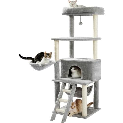 Cat Toy Scratching Wood Climbing Tree with Bowl Cat Scratching Post Toy Climbing Frame Cat Furniture Pole Gym Condo