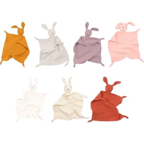 Infants Rabbit Blanket Plush Stuffed Animal Blanket Cotton Comfortable Sleeping Towel Toys for Kids Sleep Companion