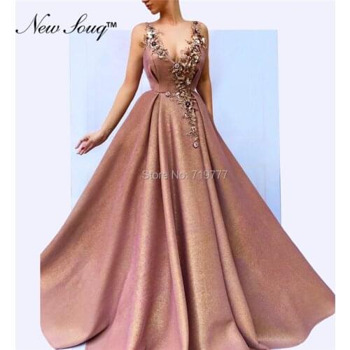 Elegant V Neck Beading Evening Dresses Abiye Arabic Dubai Formal Long Prom Dress 2019 Celebrity Party Gowns Abendkleider