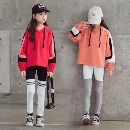 2020 Autumn New Children Clothes Girls Hooded Sweatshirt Teen Girls Cotton Patchwork Sweatshirt Fashion Casual Sweatshirt, #9117
