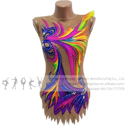 Ice Skating Dress Girls Teens Rhythmic Leotards Quality Rhinestones Performance Kids Figure Skating Dress Costume Multicolor
