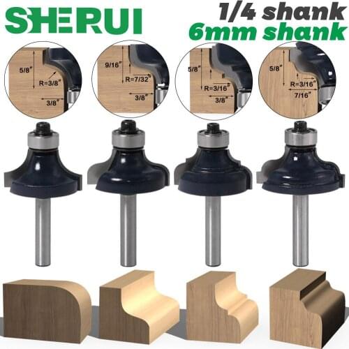 1PC 1/4" Shank 6mm shank Ogee Edging wood router bit Straight end mill trimmer cleaning flush trim corne