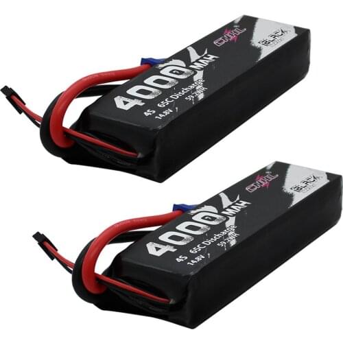 2 packs CNHL Black Series 4000mAh 14.8V 4S 65C Lipo Battery for Airplane Helicopter Jet Edf Speedrun With EC5 Plug