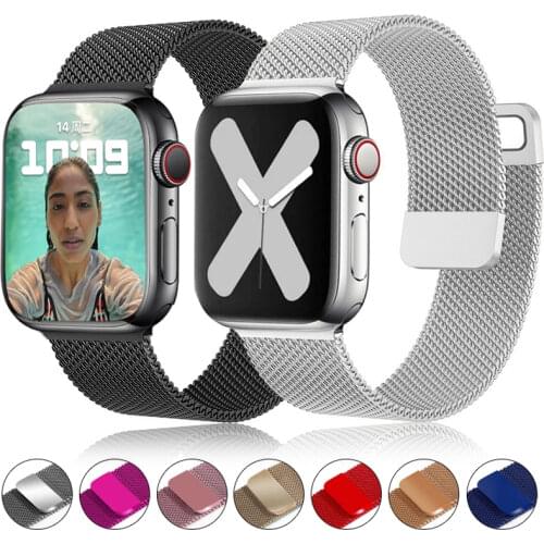 Magnetic Loop For Apple watch band 44mm 40mm iWatch Band 38mm 42mm Stainless steel bracelet Apple watch seri es 5 4 3 se 6 strap