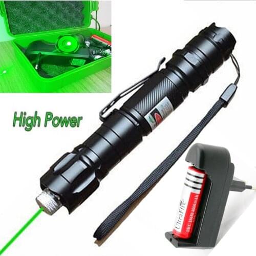 Powerful green laser pointer military hunting 5mW high power laser sight with adjustable focus burning 8000M far radiation laser
