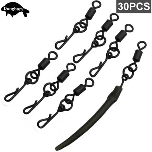 20PCS Micro Carp Fishing Swivels Kwik Change Flexi Ring Rolling Swivels Hook Clips Rolling Hook Ring Swivels Fishing Accessories