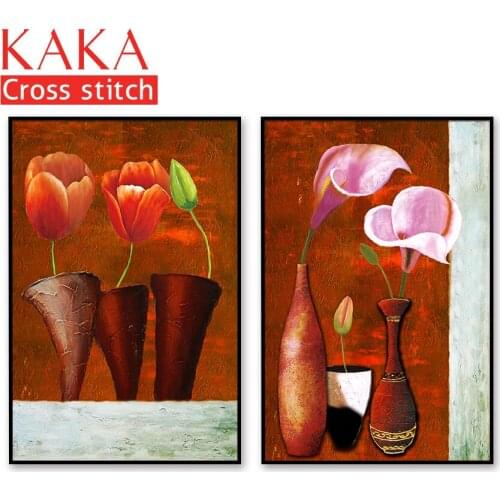 Cross stitch kits,Embroidery needlework sets with printed pattern,11CT-canvas for Home Decor Painting,Flowers Full NCKF156