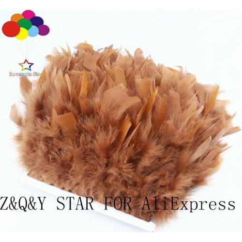 Natural turkey feather 10-15CM dyed with brown cloth edge DIY stage performance costume craft jewelry feather