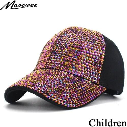 New fashion girl boy rhinestone baseball cap hat for children summer baby baseball diamond hats 3-8 year old child sun hat bones