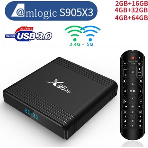 X96 Air Smart TV Box Android 9.0 Amlogic S905X3 4GB 64GB Set Top Boxes 2.4G 5G Wifi X96air 4K Media Player 8K Google Youtube