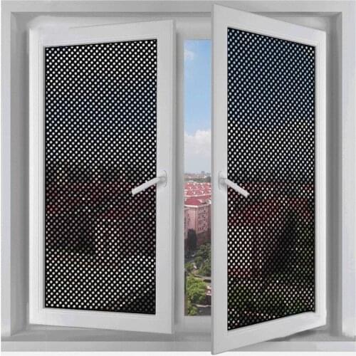 Self-adhesive Mesh Window Film Black White Sun Window Stickers Light Stickers Privacy Room Darkening Office Window Glass Sticker