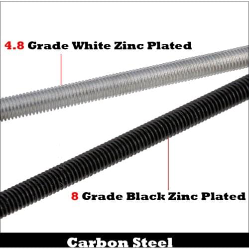 M12 M12*150 M12x150 M12*200 M12x200 4.8 Grade White Zinc Plated Carbon Steel DIN975 Full Metric Thread Bolt Shaft Rod Bar Stud