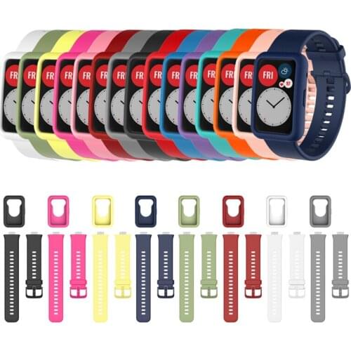 Silicone Soft Edge Protector Case Shell Sleeve Frame Protective Bumper Cover For Huawei Watch Fit Watchband Strap Band Wristband