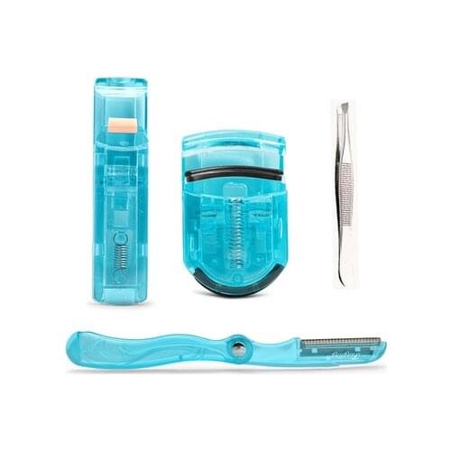 Foldable Eyebrow knife eyelash curler Tweezer kit clip moustache hair remover false Eyelashes Facial Nose Makeup Tool Eyebrow