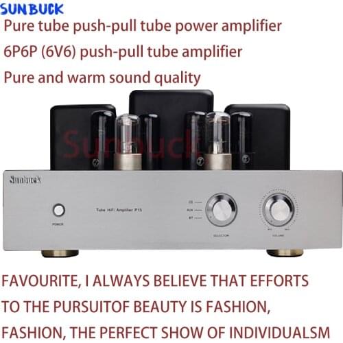 Sunbuck 10W+10W high power 2.0 channel 6P6P 6N9P push-pull HIFI tube bluetooth power amplifier pure Tube Power Amplifier