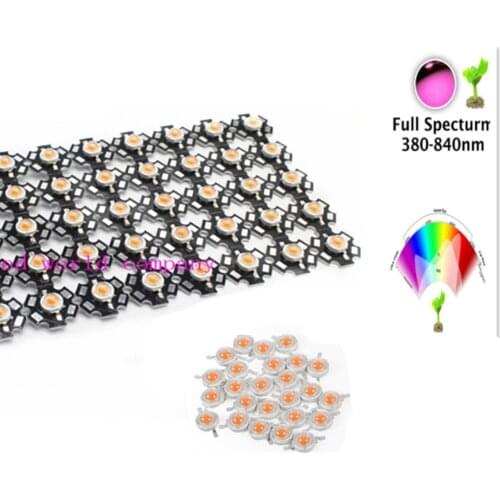 100pcs/lot 3W 45mil 380nm-840nm 3.2-3.6v 700mA Full Spectrum LED Grow Light Diodes For Plant Grow with 20mm Black PCB star