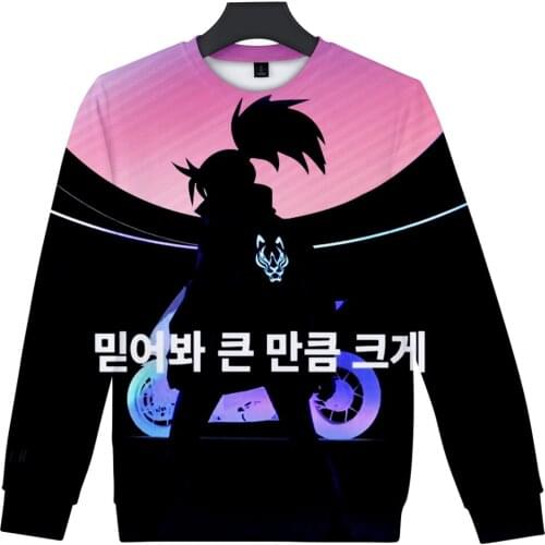 Kda The Baddest Round Collar Hoodie Sweatshirt O-neck Fashion Cool Game Song Harajuku 3D Not Hooded Long Sleeve Casual Teenager