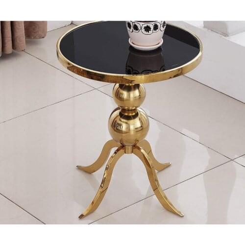 Toughened Glass Corner Stainless Steel Creative Modern Simple Round Leisure Mini Tea Table Sofa Corner
