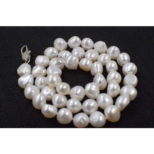 Wow! freshwater pearl baroque white necklace 17" nature FPPJ wholesale beads 7-9mm
