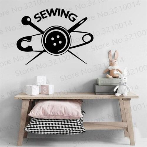 Vinyl Wall Decal Designer Clothing Sewing Tailor Atelier Button Stickers Mural Sewing Shop Sticker Decal PW315