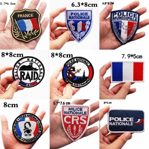 France flag iron on backing funny punk rock embroidered biker motorcycle patches for vest