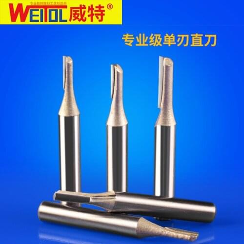 WeiTol free shipping 1pcs 1/4 inch woodworking cnc tungsten carbide single flute straight bit straight router bit wood tools
