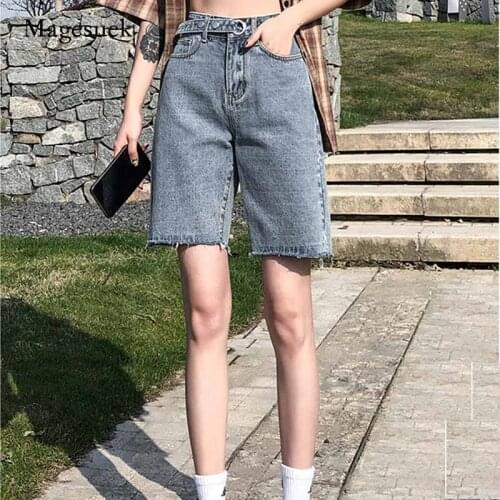 Women Summer Solid Denim Trouser Plus Size High Waist Shorts Fashion Jean Shorts Streetwear Black Beige Sky Blue Gray 2020 10422