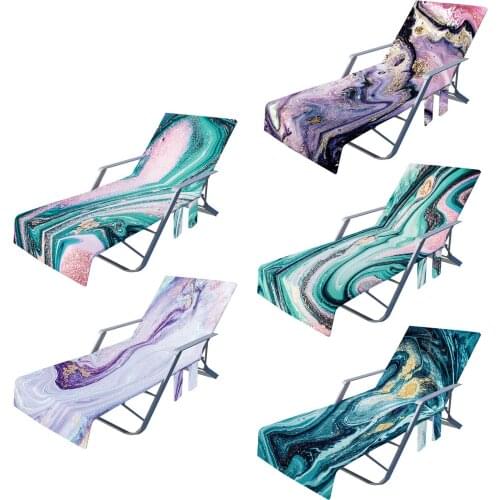 Portable Beach Chair Towel Long Strap Beach Bed Chair Towel Cover With Pocket For Summer Pool Sun Outdoor Activities Garden