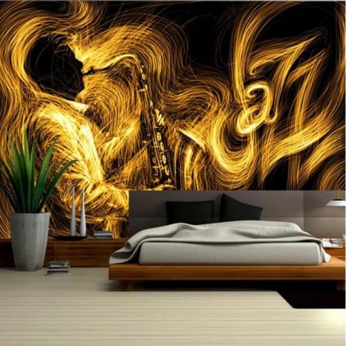 Gold Wallpaper for Walls Abstract Golden Saxophone Jazz Music Best Wallpapers Bedroom Wall Art Wall Designs for Living Room