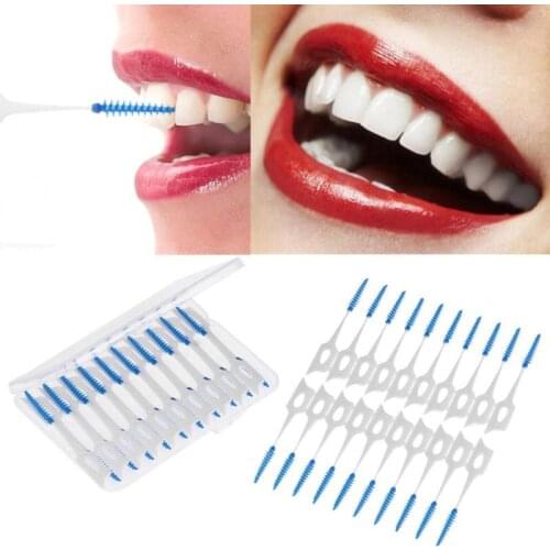 20/40pcs/Box Soft Silicone Dental Floss Interdental Brush Disposable Teeth Stick Toothpicks Floss Oral Care Clean Tool