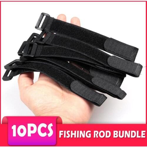 10pcs 200x20mm Fishing Rod Tie Holder Strap Fastener Hook Loop Cable Cord Ties Belt Fishing Tackle Tools Accessories