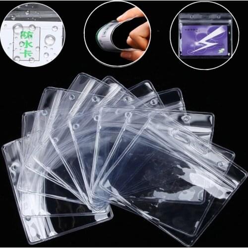 Lot of 10 Horizontal Transparent Vinyl Plastic ID Card Badge Holder With Zipper Bag Case Badge Holder Accessories School Supply