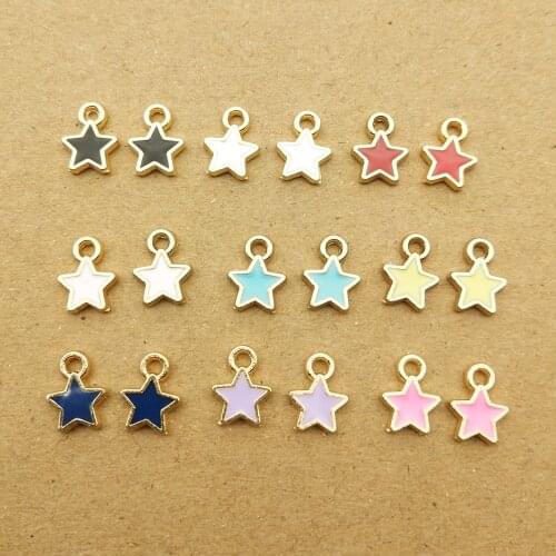 20pcs 6x9mm tiny star charms enamel charm for jewelry making earring pendant bracelet necklace charms