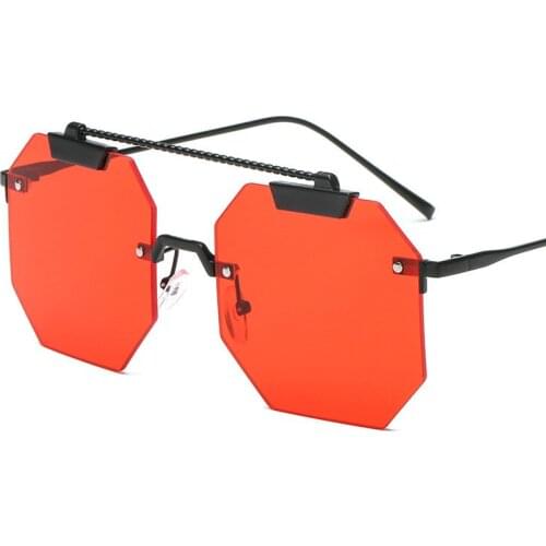 2018 New Arrival Brand Designer Sunglasses irregular Women Shades red silver Glasses Fashion Rimless Eyewear UV400 With box NX