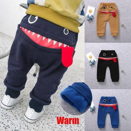 2020 New Children Funny Long Pants Leisure Sports Pants Children Kids Boys Girls Cartoon Tongue Harem Thick Warm Pants Trousers