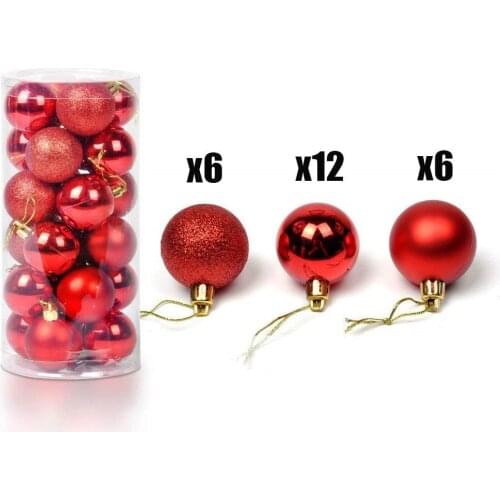24pcs/lot 30mm Christmas Tree Decor Ball Bauble Xmas Party Hanging Ball Ornament decorations for Home Christmas decorations Gift