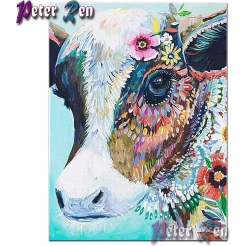 Peter ren 3d Diamond Painting Full DIY Diamond Embroidery Colorful cow Square/Round 5D Rhinestone Mosaic pattern Home Decoration