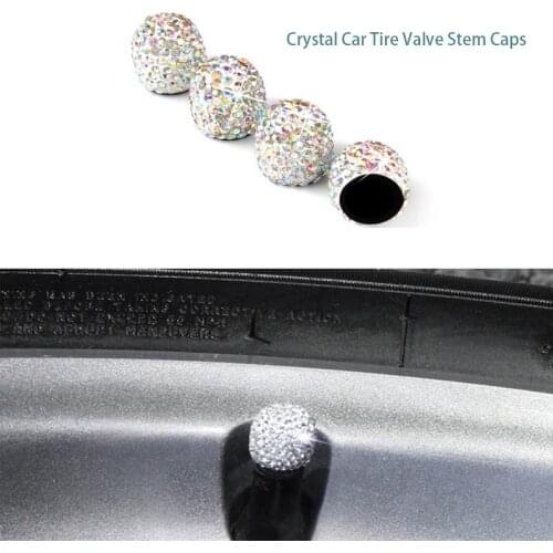 4pcs Crystal Car Tire Valve Stem Caps Wheel Tyre Fashion Rhinestone Diamond Auto Air Valve Covers For Car Decor Accessories
