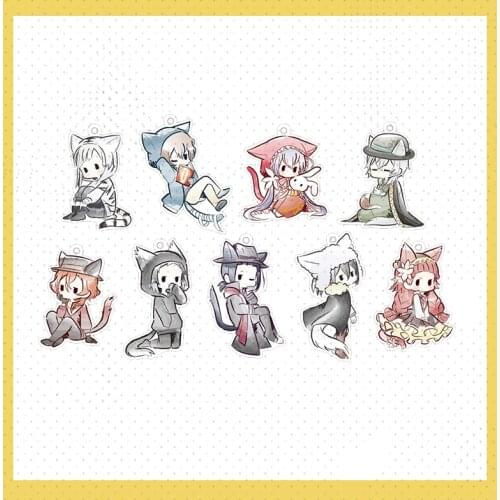 Bungou Stray Dogs Acrylic Cute Keychain Osamu Dazai Nakahara Chuuya Nakajima Atushi Akutagawa Ryunosuke Anime Pendant Toy