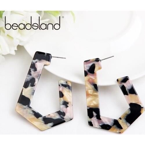 Beadsland Acetic Acrylic Neo-Gothic Geometric Hoop Earrings Fashion Elegent Design Women Girls Dancing Party Christmas Gift39618