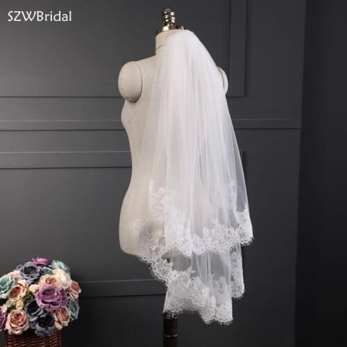 New Arrival Two-Layer Wedding Veil Lace Appliques Bridal Veils Bride Mariage Bridal Headwear Wedding Accessories Voile Mariee