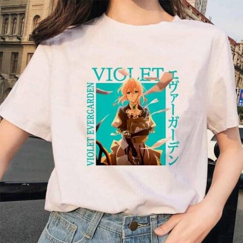 Violet Evergarden Tshirt Unisex Summer Top T Shirt Japanese Harajuku Graphic Tees Women Kawaii Harajuku Kawaii Shirt Female Girl