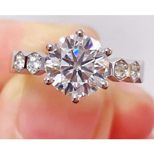 On sale 2CT Honeycomb style 100% Real Moissanite Ring lab Diamonds ring 18K White Gold Plated 925 silver with GRA