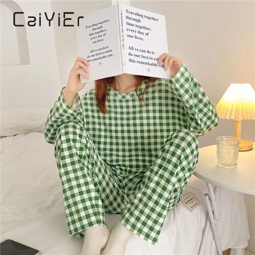 CAIIYIER Winter Girls Pajamas Set O-Neck Long Sleeve Trousers Casual Sleepwear For Women Soft With Cloth Bag 3pcs Homewear Suit